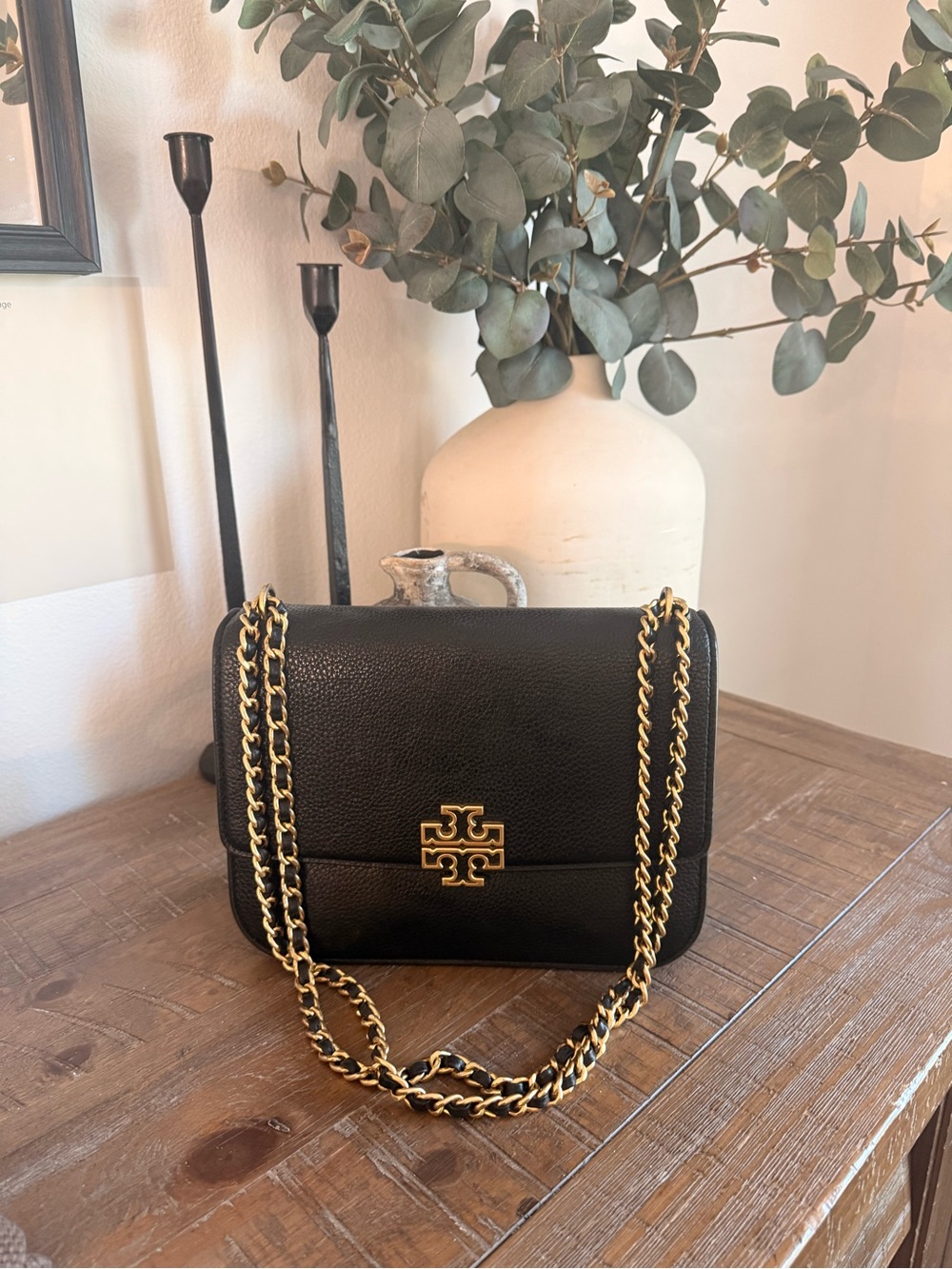 Tory Burch Black Pebble Leather Bag